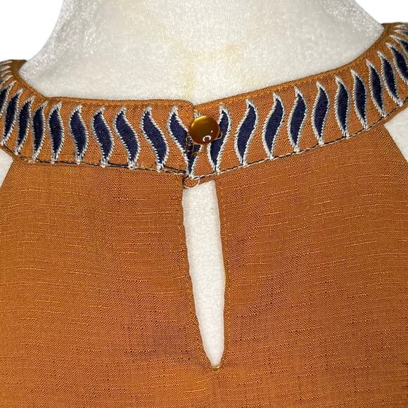 THML Mustard Halter Mini A-Line Dress with Embroidered Detail Size Small - Picture 6 of 11